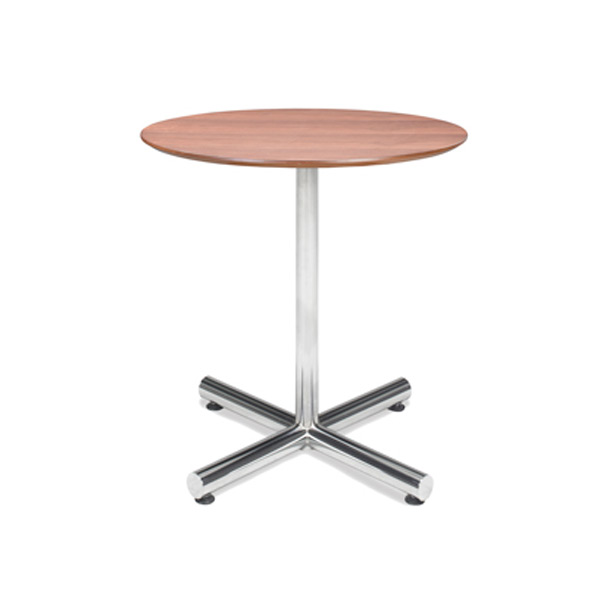 32” Round Walnut Café Table with Chrome Base